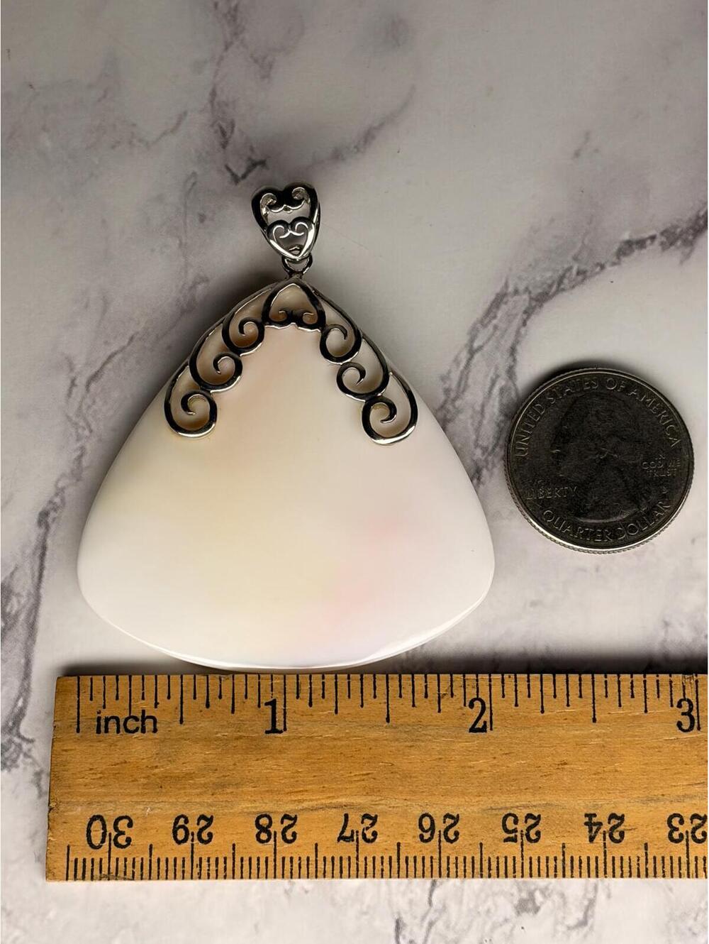 Pink Conch Shell‎ Pendant Sterling Silver 925 Large Statement Necklace Charm - Picture 5 of 5